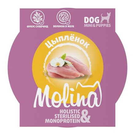 MOLINA Ламистер для собак мелких пород, цыпленок в желе 0,075 кг