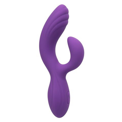Фиолетовый вибромассажер-кролик Stella Liquid Silicone “C” Curve - 19 см. (Цвет: фиолетовый)