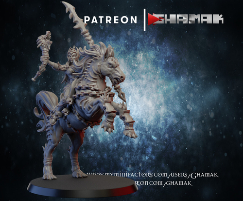 Grand Alliance Chaos Everchosen and Slaves to Darkness Воительница Хаоса на коне №2 миниатюра для dnd, днд, pathfinder, фентези, Настольная игра, НРИ, Варгейм, РПГ