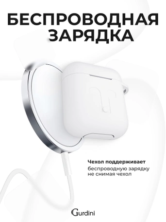 Чехол для Airpods 1/2 Gurdini прорезиненный soft touch Белый