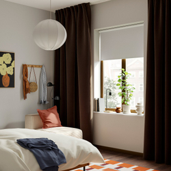 IKEA SANELA  (ИКЕА САНЕЛА)  -  Штора, 2 шт. - тёмно-коричневый/на шторной ленте 140x300 см