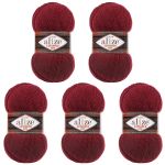 Пряжа Alize (Ализе) Lana Gold Fine / уп.5 мот. по 100 г, 390м, 057 бордовый A