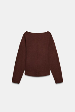 ZARA ФАКТУРНЫЙ ТОП С ПРЯЖКОЙ, КОРИЧНЕВЫЙ