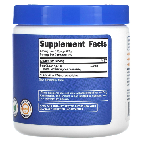 Nutricost, Бета-глюкан 1,3 / 1,6, без добавок, 100 г (3,5 унции)