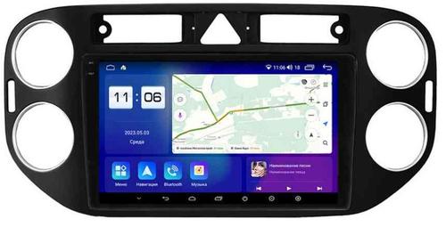 Магнитола для Volkswagen Tiguan 1 2011-2016 (рамка чёрная) - Parafar PF488T1LUX1RN2K на Android 13, Быстрая, QLED+2K, CarPlay, 4G SIM-слот