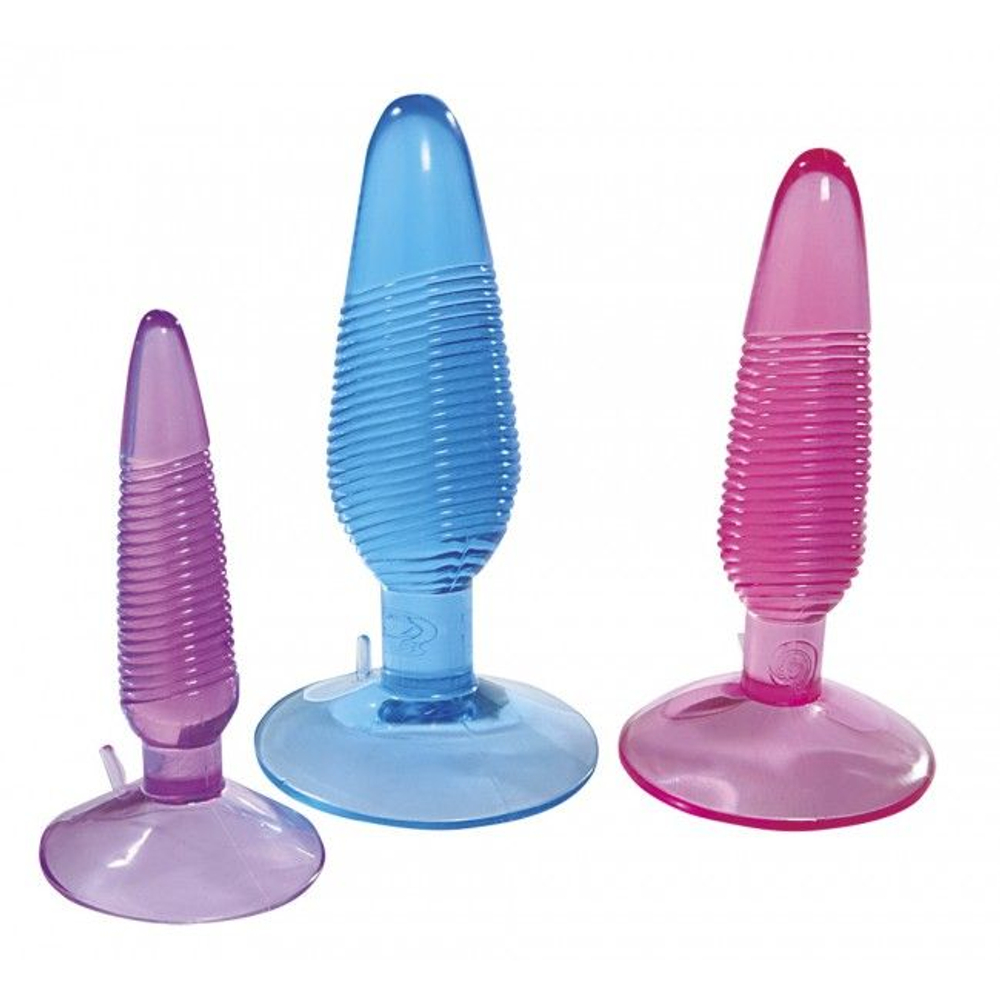 Набор из трех анальных пробок Twirly Trio Jelly Arousal Butt Plugs (Цвет: разноцветный)