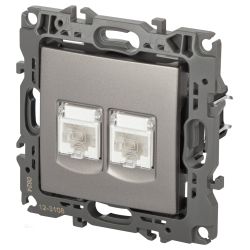Розетка ЭРА Серия 12 12-3108-16 информационная двойная 2XRJ45 титан | Эра 12