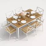 Обеденная группа Ideal Patio ТЕЛЛА  ФЕСТА  каркас белый, стол тик 180, ткань бежевая