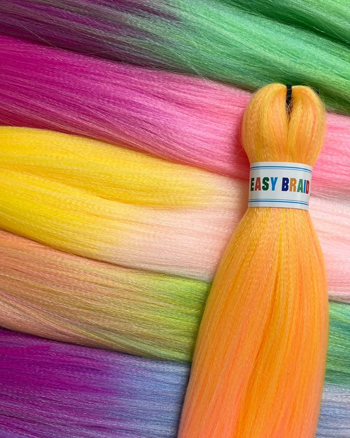 Канекалон M13 Easy Braid (искусственные волосы) 3 цветный Light blue/ green/light mint