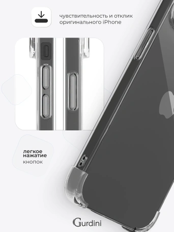 Чехол накладка iPhone 13 mini 5.4" Gurdini силикон противоударный 1.5 mm прозрачный