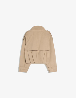 BERSHKA Короткая куртка-тренч с воздушным эффектом, цвет верблюжьей шерсти