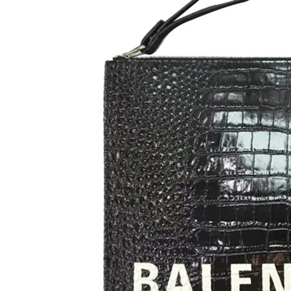 Balenciaga Cow Leather Wrist Bag Clutch Men"s Black