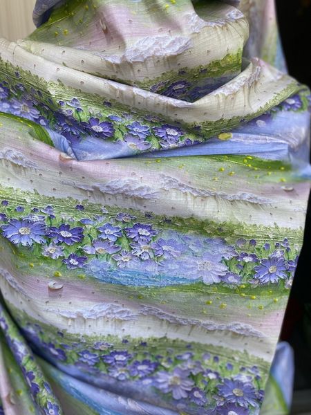 ЦВЕТОЧНЫЕ ПОЛЯ ЗЕЛЕНО-ГОЛУБЫЕ 100% хлопок Handmade Fabrics 4