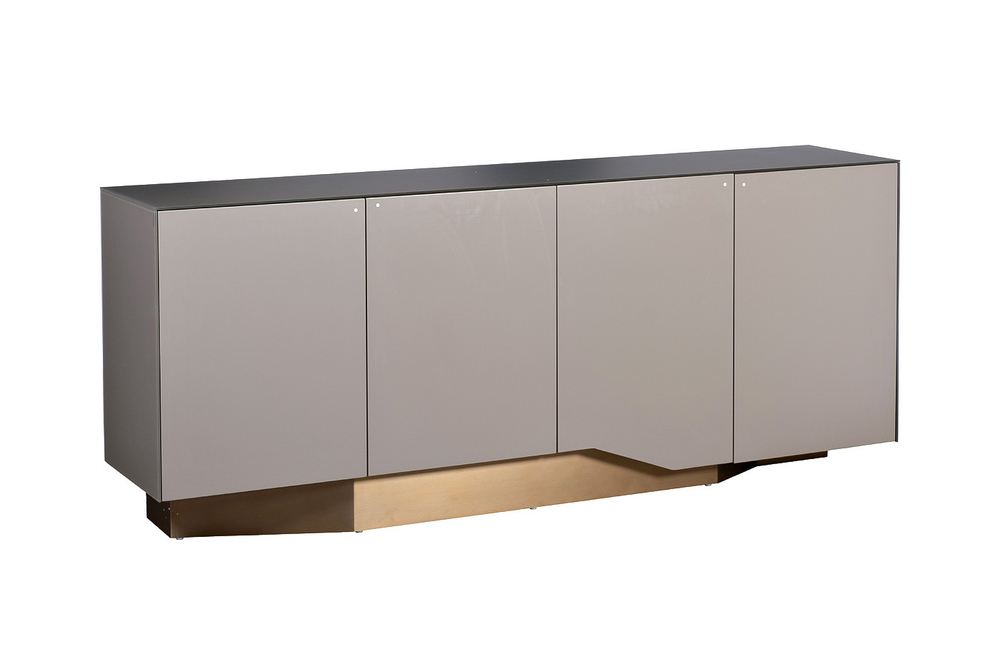 Комод со стеклянной столешницей 80x42x200см Garda Decor серый с бронзой
