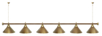Лампа STARTBILLIARDS 6 пл. (плафоны зеленые,штанга золотая,фурнитура золото)