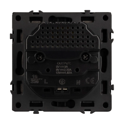 Механизм розетки с USB зарядкой SCT-NOBE-MUAC-SFPL-BK (230V, 16A) (Arlight, -)