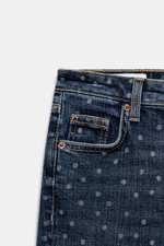 ДЖИНСЫ TRF CROPPED FLARE С ВЫСОКОЙ ПОСАДКОЙ И ПРИНТОМ В ГОРОШЕК — ZARA