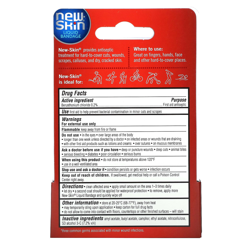 New Skin, жидкое бинтовое средство, 30 мл (1 жидк. унция)
