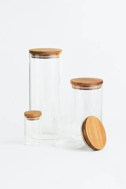 H&M HOME Стеклянная банка для хранения с крышкой, прозрачный