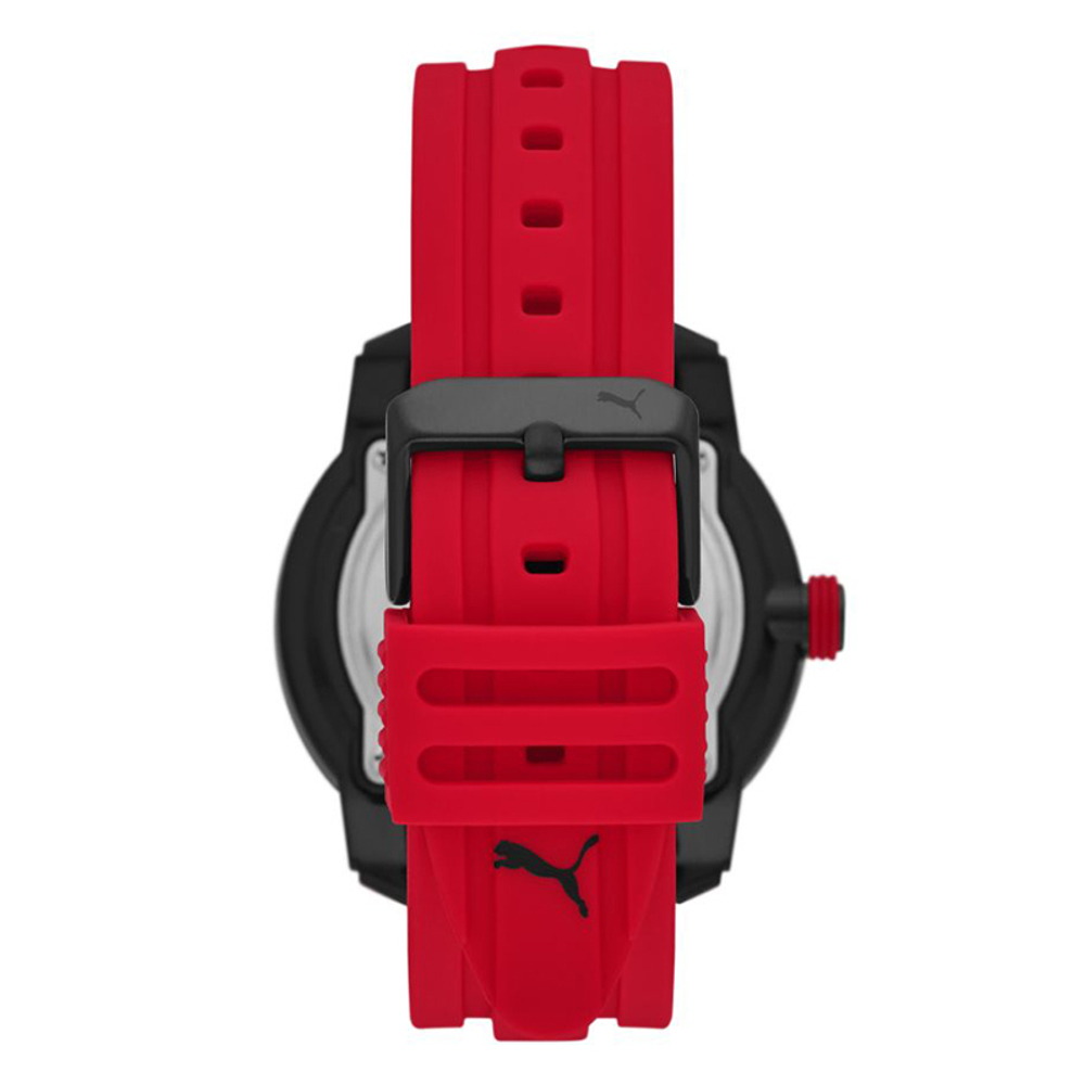 PUMA Wrist Watch Quartz Movement Rubber Band Strap 45mm Red Watch Dial Men"s Watches P6019
