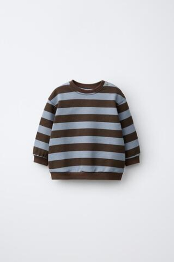 ZARA ТОЛСТОВКА В ПОЛОСКУ, ГОЛУБОЙ