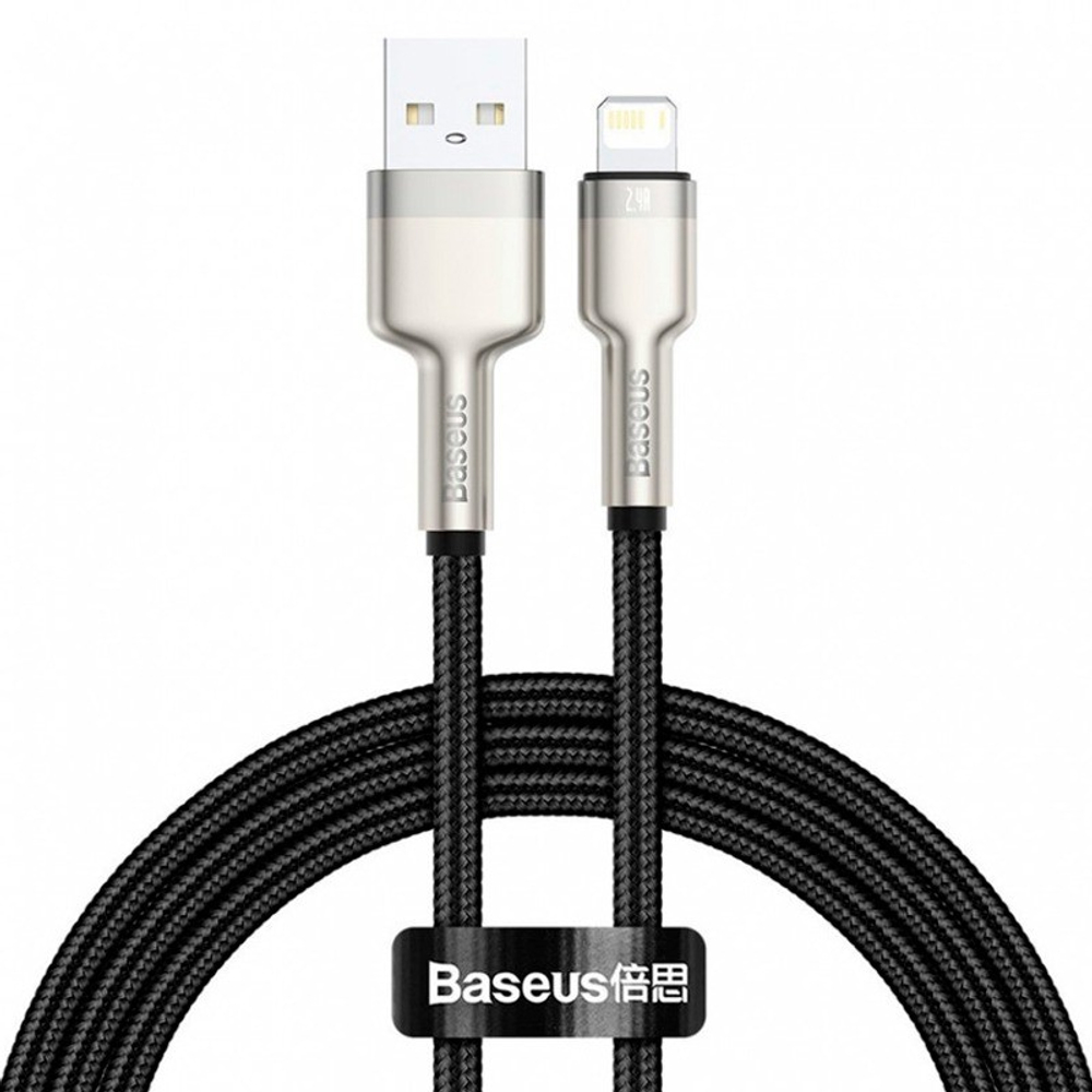 Usb Кабель-зарядка Lightning Baseus Cafule Metal 2.4A 1м (CALJK-A01) черный