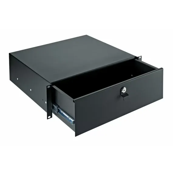 K&amp;M 49123-073-55 рэковый выдвижной ящик на замке, глубина 390 мм, высота 3 юнита, сталь, чёрный