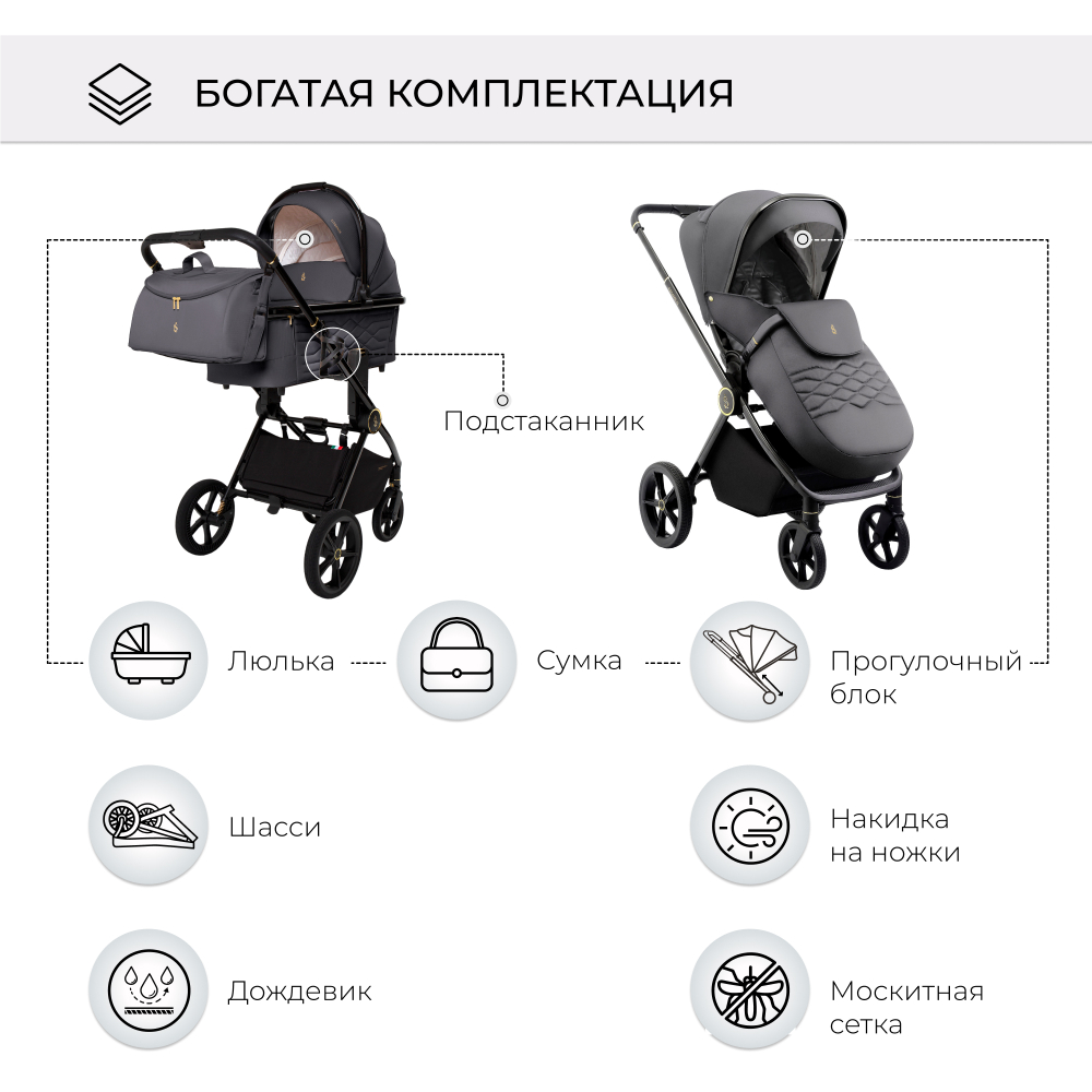 Коляска 2в1 SBL Elegante GL Grey
