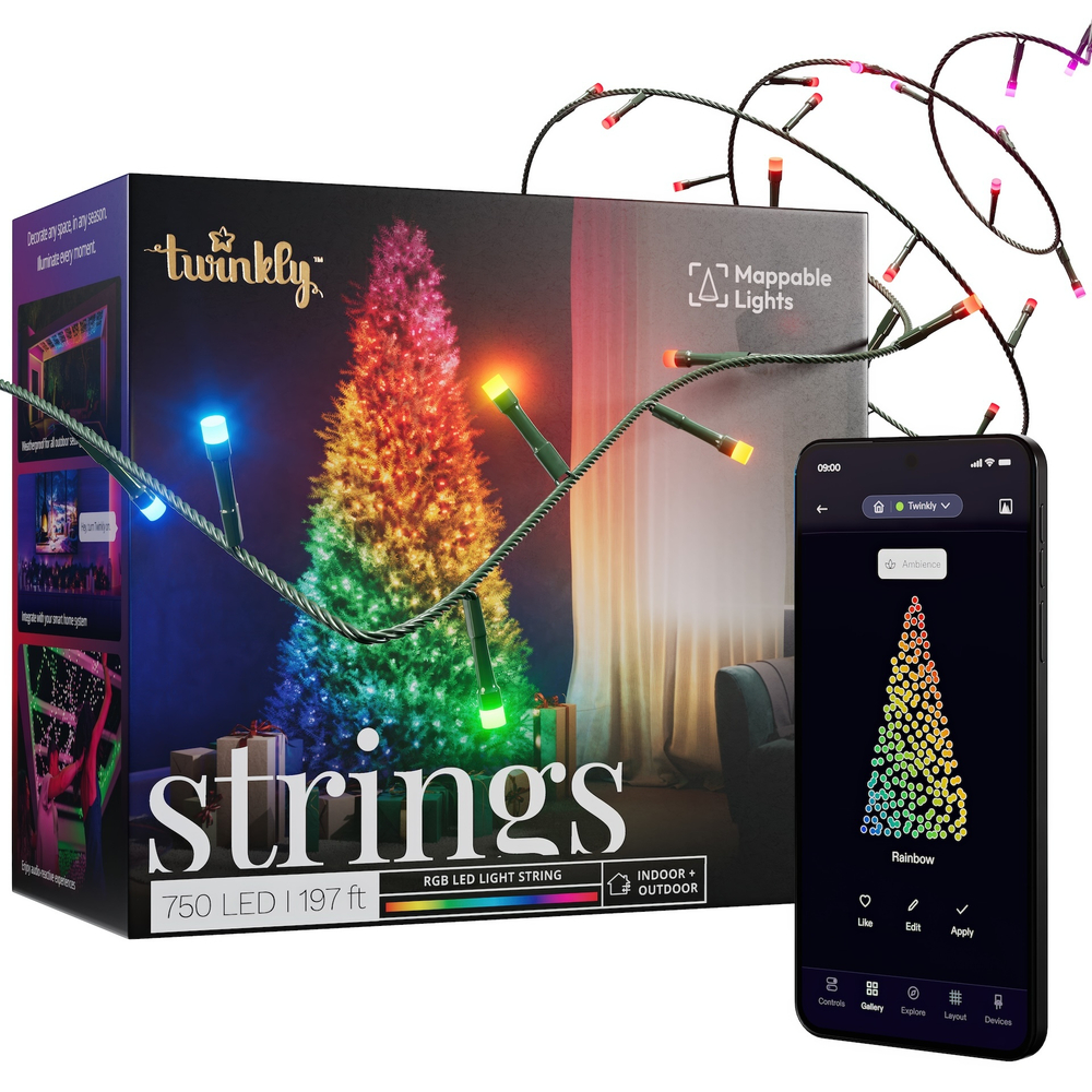 Гирлянда Twinkly Strings Multicolor Edition 750 LED 60 м RGB Wi-Fi + Bluetooth Generation II Black