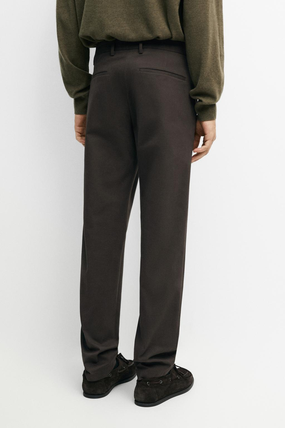 Massimo Dutti Зауженные брюки из смесового хлопка, коричневый