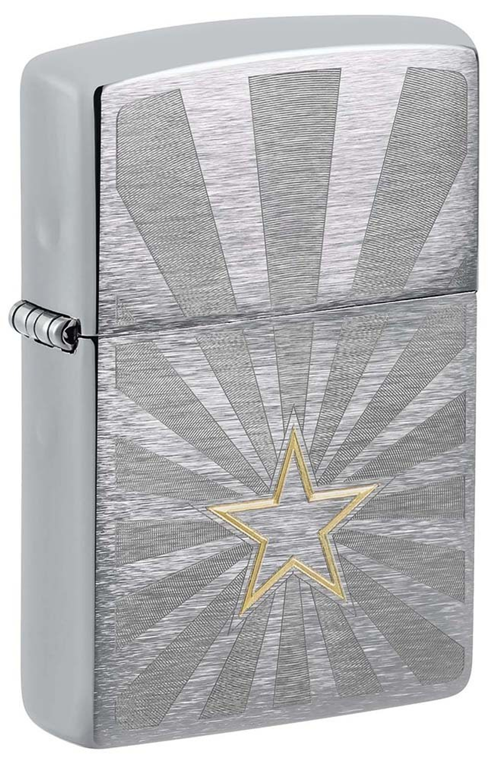 Зажигалка Zippo Star Design с покрытием Brushed Chrome, латунь/сталь, серебристая, 36x13x57 мм