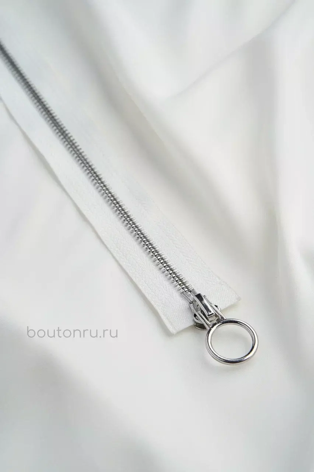Молния серебро белая двухзамковая с кольцом