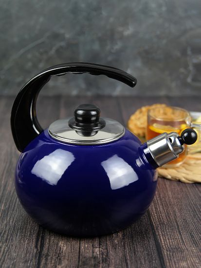 Чайник 2,5 л. эмалированный со свистком Kamille KM 1039C с черной бакелитовой ручкой