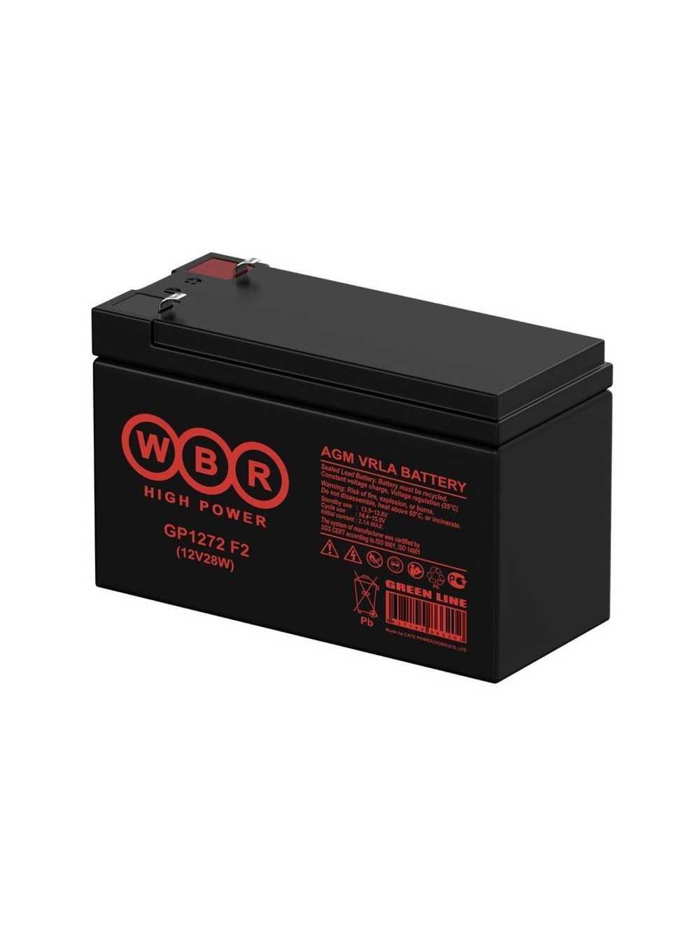 Аккумулятор 12В 7.2А.ч WBR GP1272 F2 (12V28W) WBR