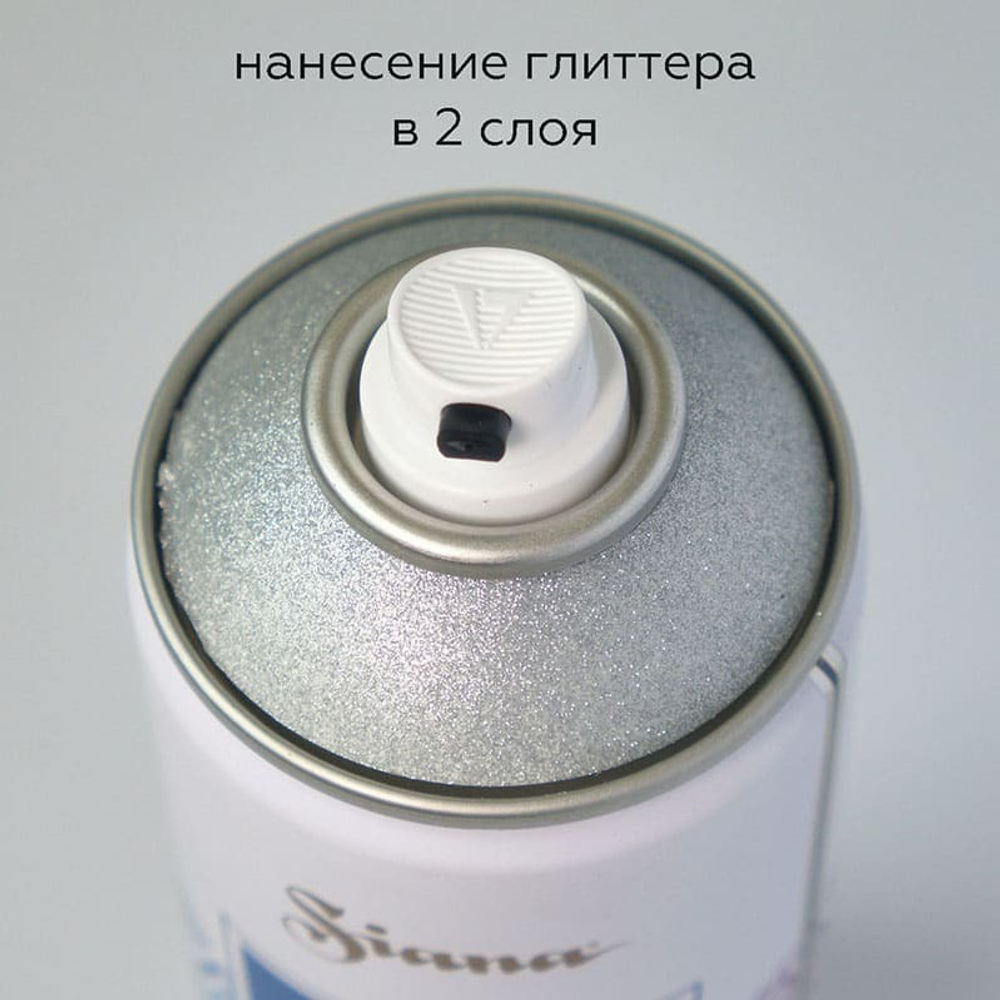 SIANA Effects Аэрозольная эмаль для декора глиттер Сверкающее серебро 520мл