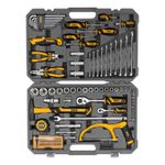 Набор инструментов, 1/2", 1/4", CrV, S2, пластиковый кейс, 100 предметов Denzel