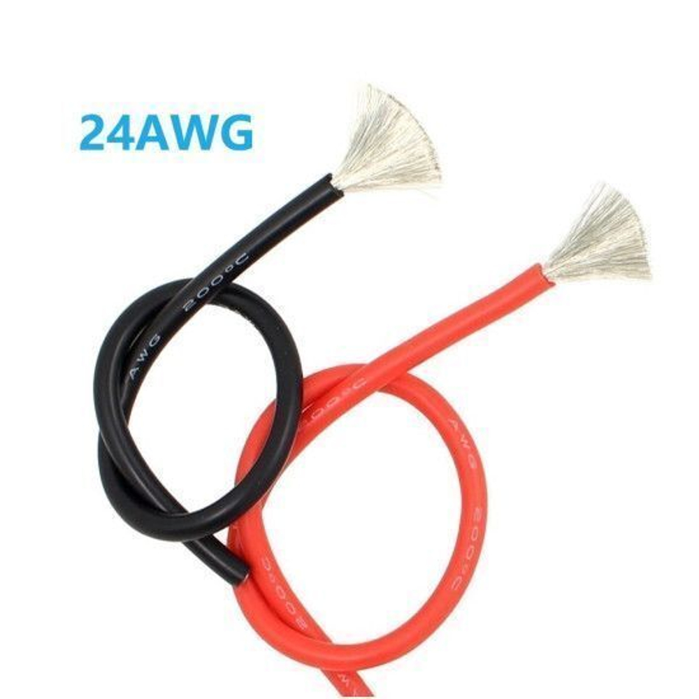 Силиконовый медный провод 24 AWG ( красный + черный по 1 метру )