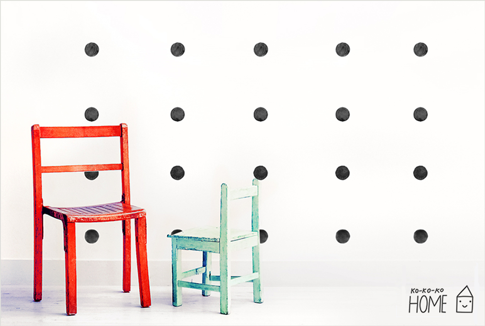 Интерьерная наклейка Watercolor Polka Dots — фуксия