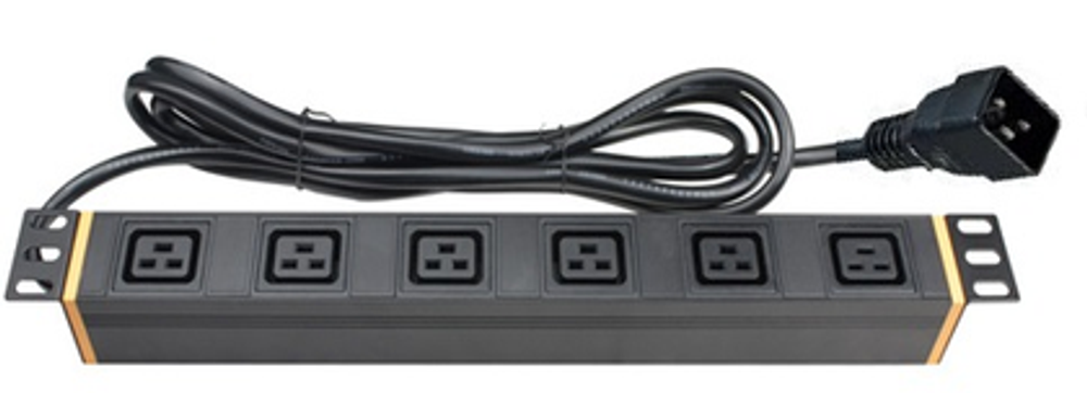 Блок распределения питания (PDU) 19" 16A, Вых:6 х C19, Вх:C20 х 2м