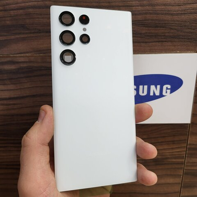 Крышка для Samsung S22 Ultra - задняя стеклянная панель "хорошее качество" (белого цвета)