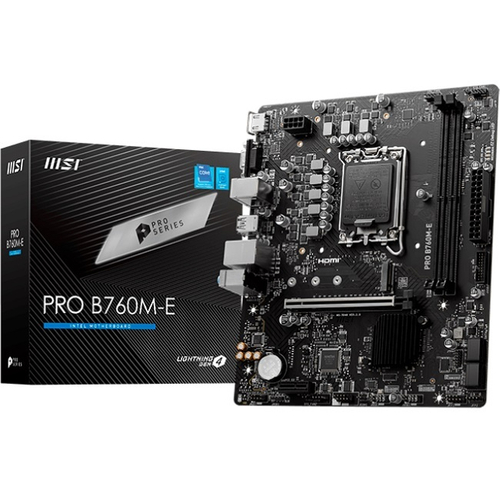Материнская плата MSI PRO B760M-E (LGA1700/B760/2xDDR5/PCI-Ex16/M.2/SB7.1/GLAN/HDMI/VGA/mATX)