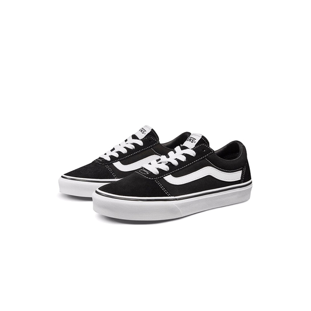 alt="Кроссовки Vans Ward женские черно-белая расцветка с замшевыми вставками вид спереди"