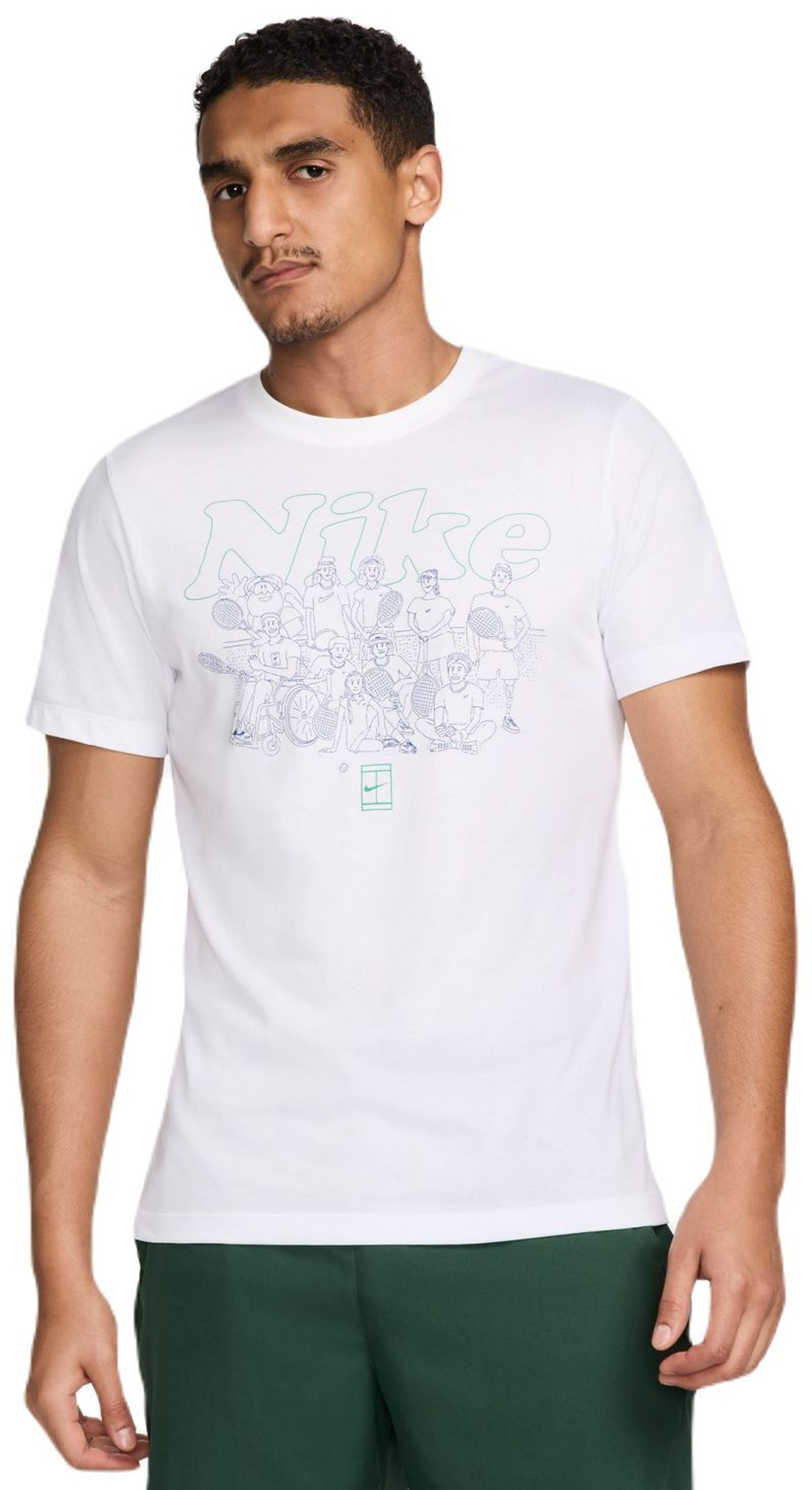 Мужская теннисная футболка Nike Court Dri-Fit Printed T-Shirt - белый