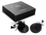 Наклейки на грудь Burlesque Pasties Feather Bijoux (Цвет: черный)