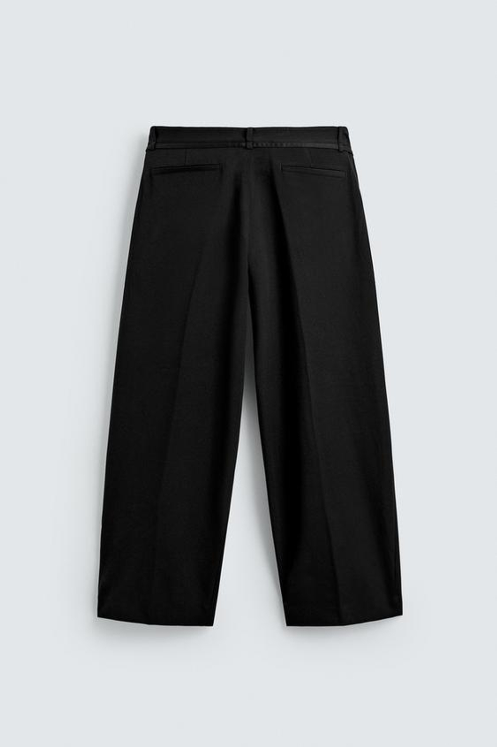 ZARA БРЮКИ BALLOON FIT С ЗАЩИПАМИ И ПОЯСОМ, ЧЕРНЫЙ