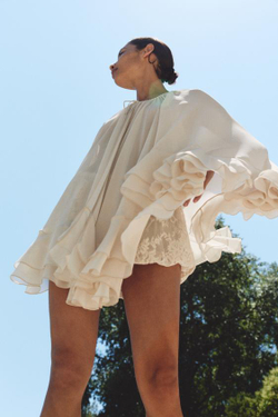 ZARA ШОРТЫ-ФОНАРИКИ ИЗ КРУЖЕВА, ЭКРЮ