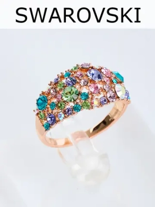 Кольцо Россыпь из разноцветных камней Swarovski