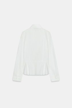 ZARA РУБАШКА В ПОЛОСКУ С ЗАВЯЗКОЙ, БЕЛЫЙ
