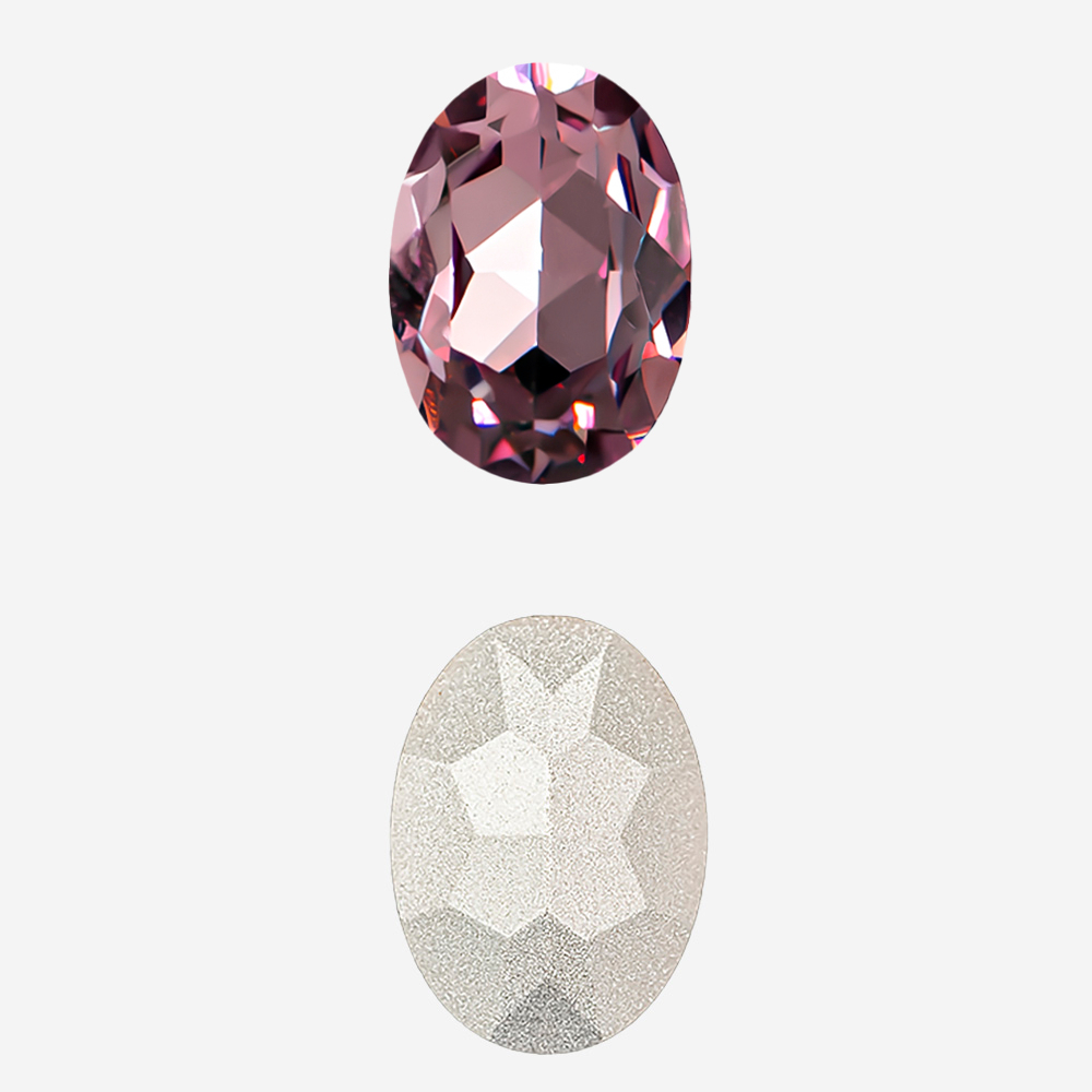 Кристалл Овал (Oval Fancy Stone), оттенок "Вересковый"/"Heather", 14*10мм