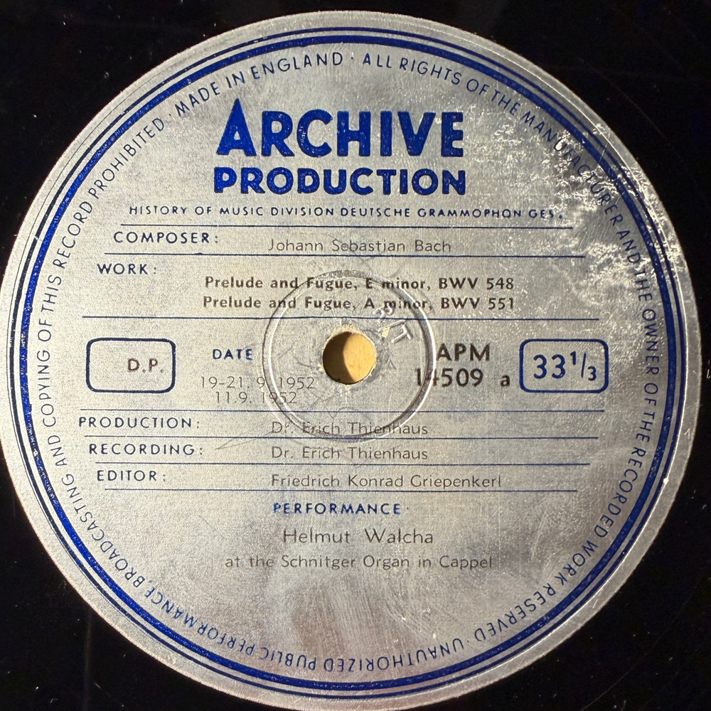 Бах - Хельмут Вальха (Англия 1956г.)